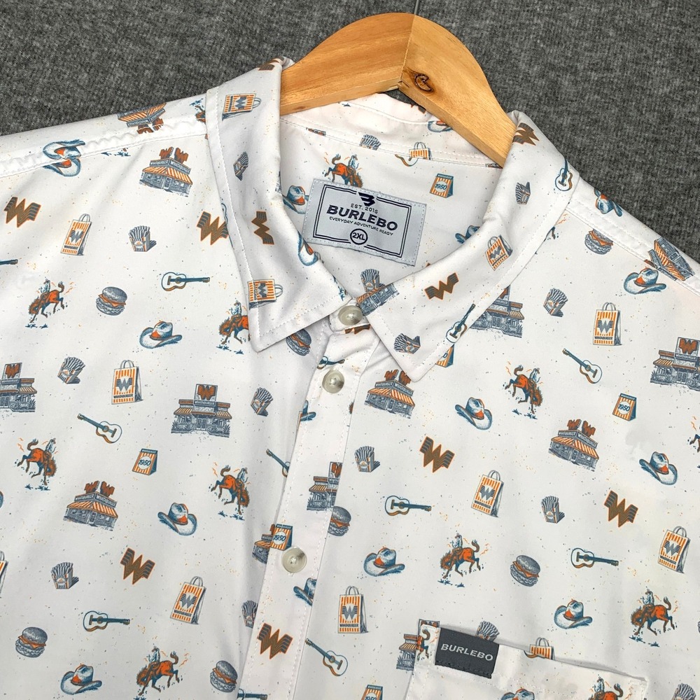 Burlebo Shirt Men 2XL Whataburger All Over Print Texas Cowboy Rodeo Western
